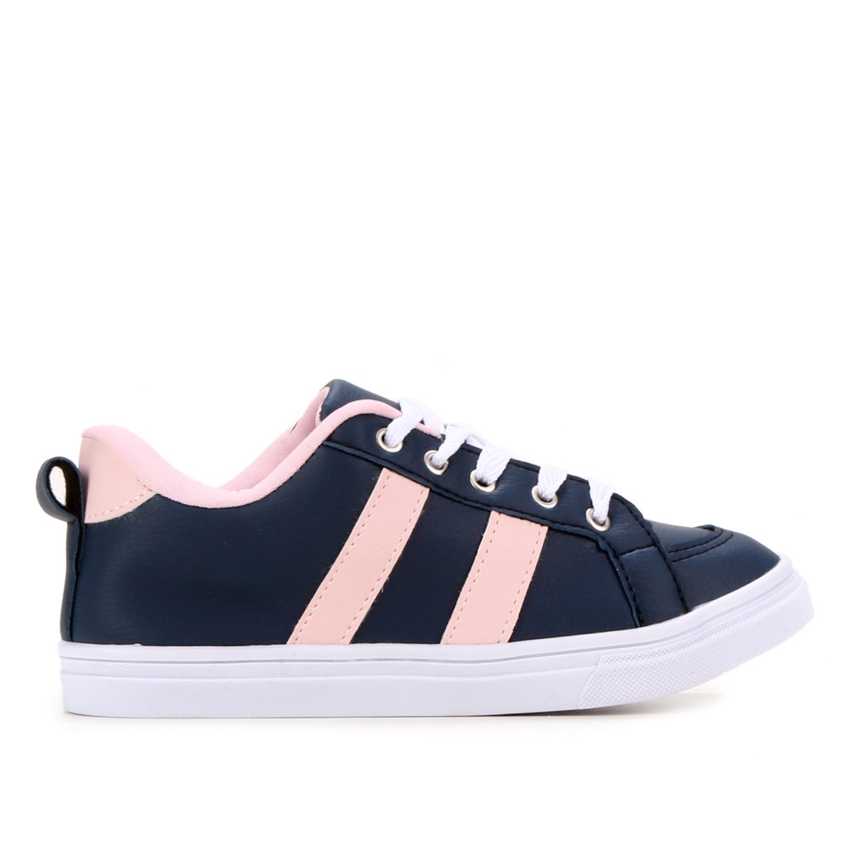 Tênis Infantil Kurz Listrado Feminino - Azul+Rosa Menor preço em Tênis Infantil Kurz Listrado Feminino - Azul+Rosa
