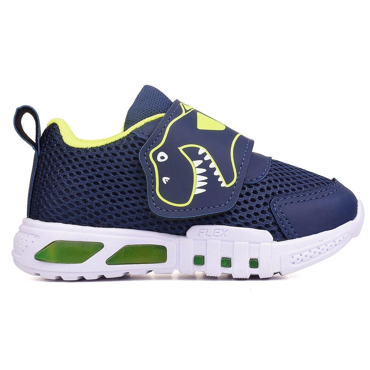 Tênis Infantil Luzinha Minipé Dino Dinossauro Led Light Luz