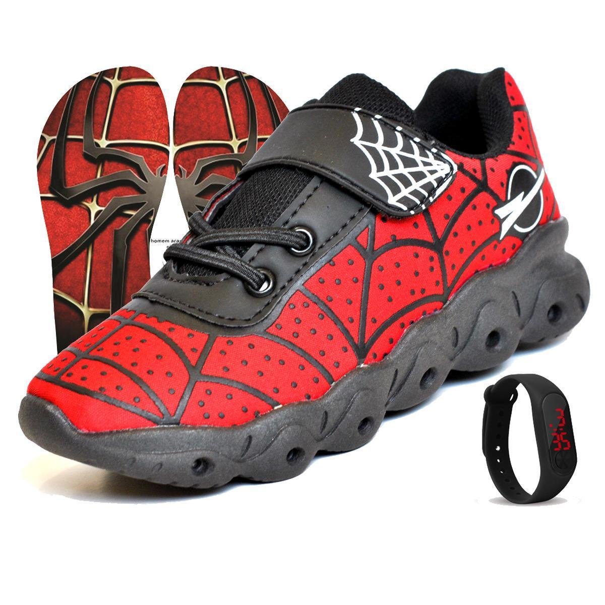 TENIS INFANTIL MASCULINO ELASTICO CALCEFACIL - ARANHA N - VERMELHO/PRETO- MENINO + RELOGIO + CHINELO - Preto Menor preço em TENIS INFANTIL MASCULINO ELASTICO CALCEFACIL - ARANHA N - VERMELHO/PRETO- MENINO + RELOGIO + CHINELO - Preto