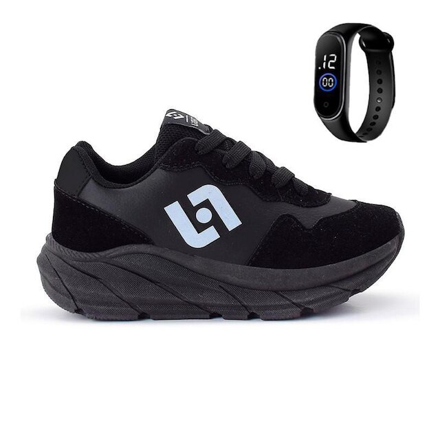 Tênis Infantil Masculino Jogger Casual Camurça + Relogio