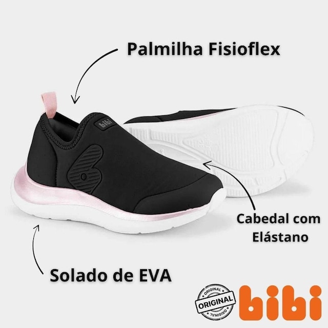 Tênis Infantil Menina Bibi Confort - Preto/Rosa