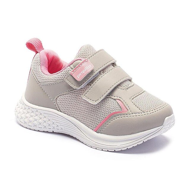 Tênis Infantil Menina Casual Confortável Cinza Rosa
