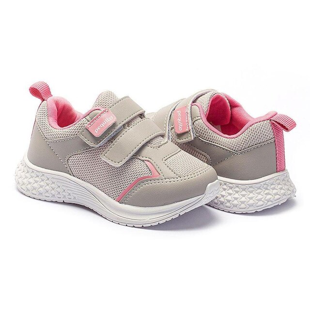 Tênis Infantil Menina Casual Confortável Cinza Rosa