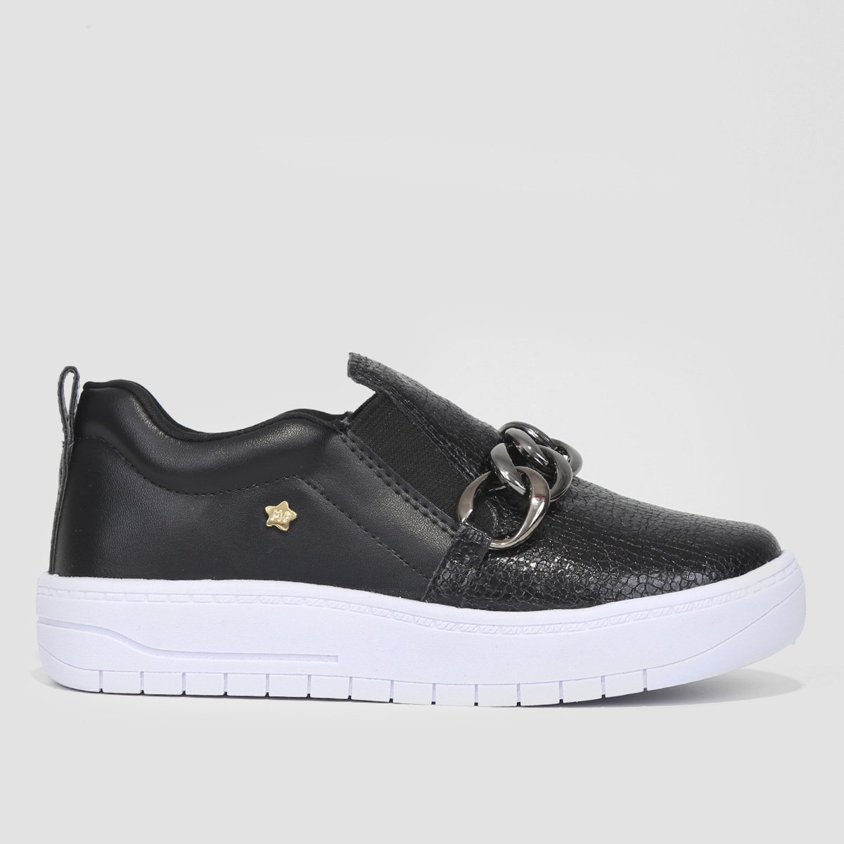 Tênis Infantil Menina Fashion Corrente Feminina - Preto Menor preço em Tênis Infantil Menina Fashion Corrente Feminina - Preto