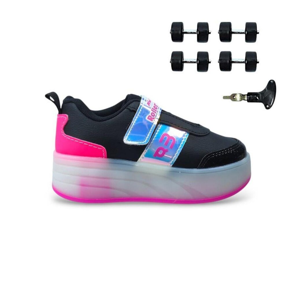 Tênis Infantil Menina Mini Pé com Rodinhas LED Casual