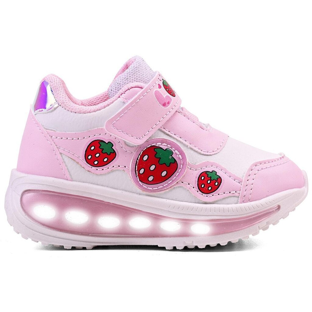 Tênis Infantil Menina Rosa Moranguinho Led Confortável