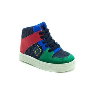 Tênis Infantil Menino Novopé Botinha - Vermelho / Azul / Verde