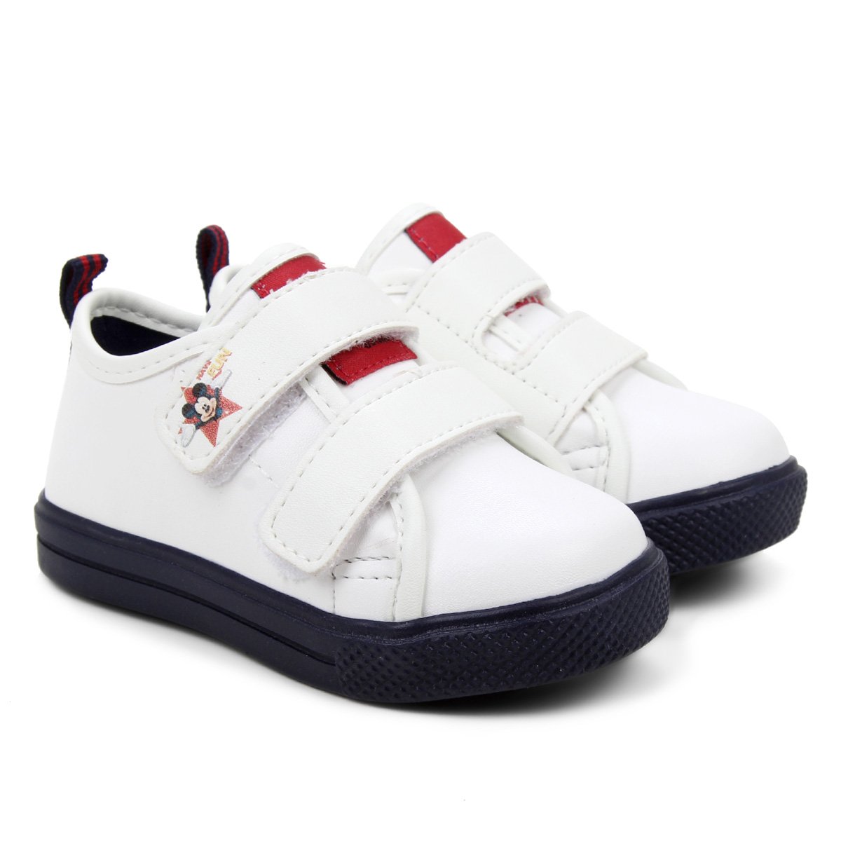 Tênis Infantil Mickey Tiras Menino - Branco+Marinho Menor preço em Tênis Infantil Mickey Tiras Menino - Branco+Marinho