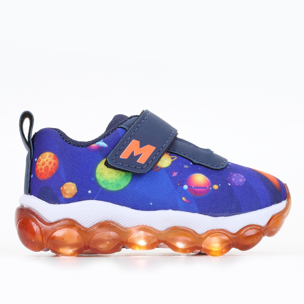 Tênis Infantil Mini-Pé Com Led Estampado Masculino - Marinho+Laranja Menor preço em Tênis Infantil Mini-Pé Com Led Estampado Masculino - Marinho+Laranja