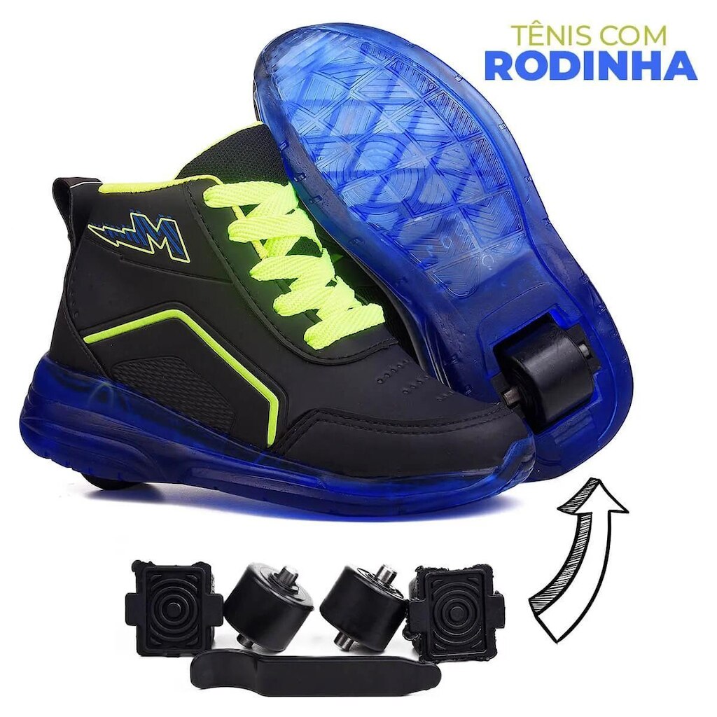 Tênis infantil Minipé Com Velcro Rodinha Removível e Led