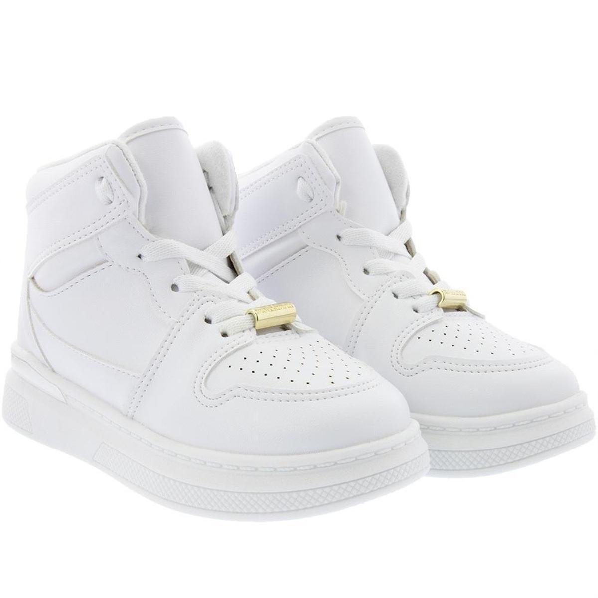 Tênis Infantil Molekinha Cano Alto Flatform Perfuros Branco - 31 - Branco Menor preço em Tênis Infantil Molekinha Cano Alto Flatform Perfuros Branco - 31 - Branco