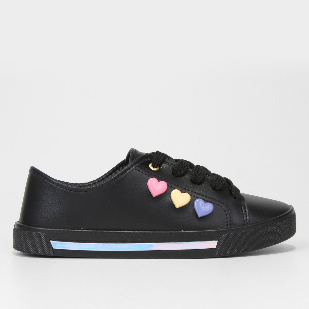 Tênis Infantil Molekinha Corações Menina - Preto Menor preço em Tênis Infantil Molekinha Corações Menina - Preto