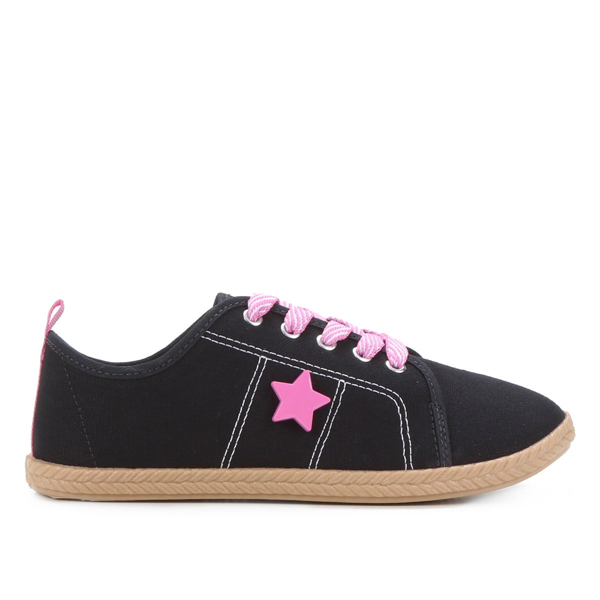 Tênis Infantil Molekinha Estrela Feminino - Preto+Pink Menor preço em Tênis Infantil Molekinha Estrela Feminino - Preto+Pink