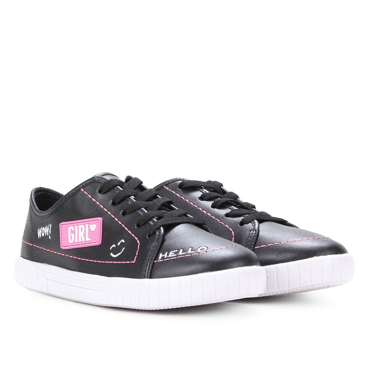 Tênis Infantil Molekinha Hello Feminino - Preto Menor preço em Tênis Infantil Molekinha Hello Feminino - Preto
