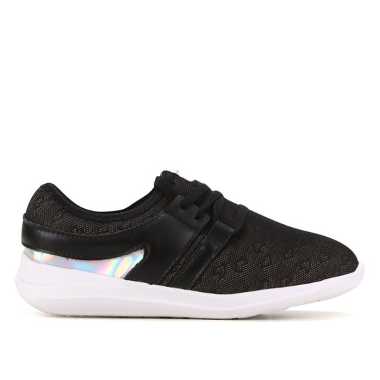 Tênis Infantil Molekinha Recorte Coração Feminino - Preto+Prata