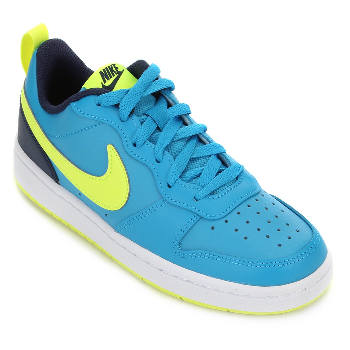 Tênis Infantil Nike Court Borough Low 2 - Azul+Verde Menor preço em Tênis Infantil Nike Court Borough Low 2 - Azul+Verde