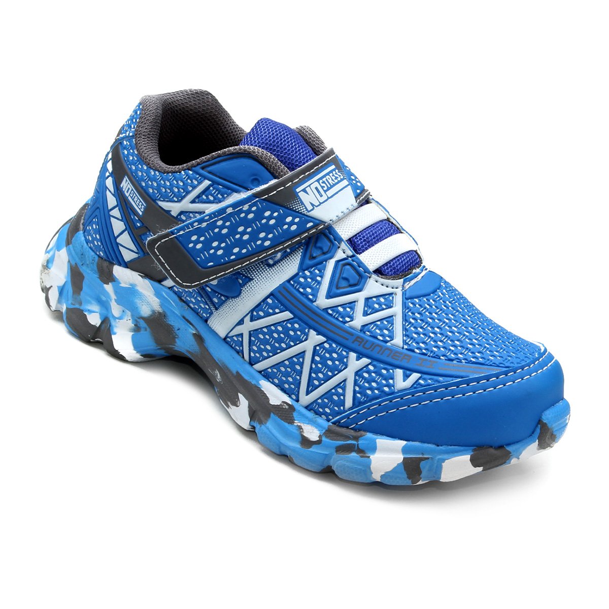 Tênis Infantil No Stress Running Masculino - Azul Menor preço em Tênis Infantil No Stress Running Masculino - Azul