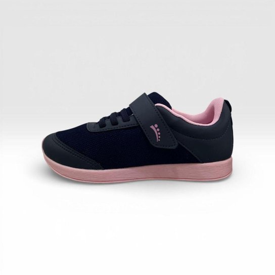 Tênis Infantil Ortopasso Jogging Menina Azul Marinho e Rosa