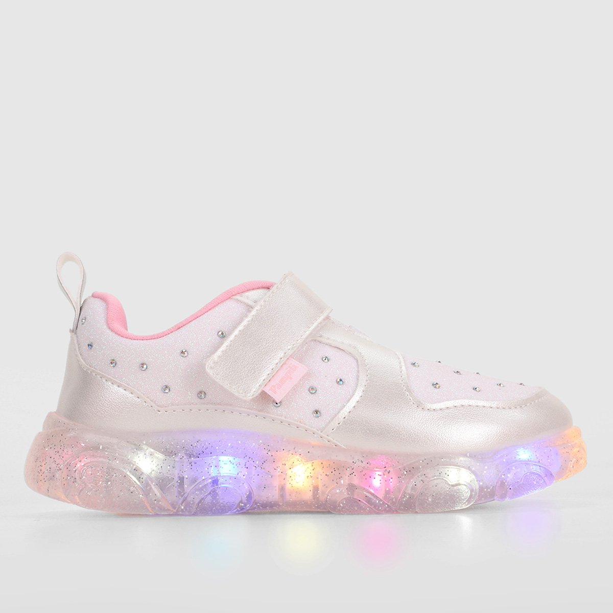 Tênis Infantil Pampili Com Led Menina - Branco Menor preço em Tênis Infantil Pampili Com Led Menina - Branco