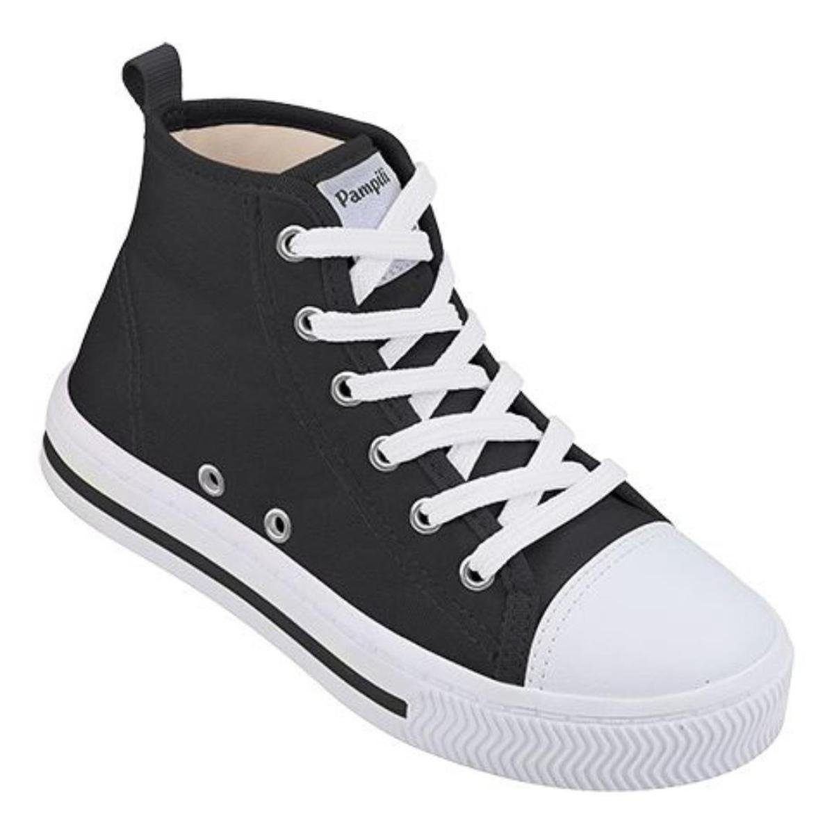 Tênis Infantil Pampili Easy 729.002 Cano Alto Juvenil - Preto Menor preço em Tênis Infantil Pampili Easy 729.002 Cano Alto Juvenil - Preto