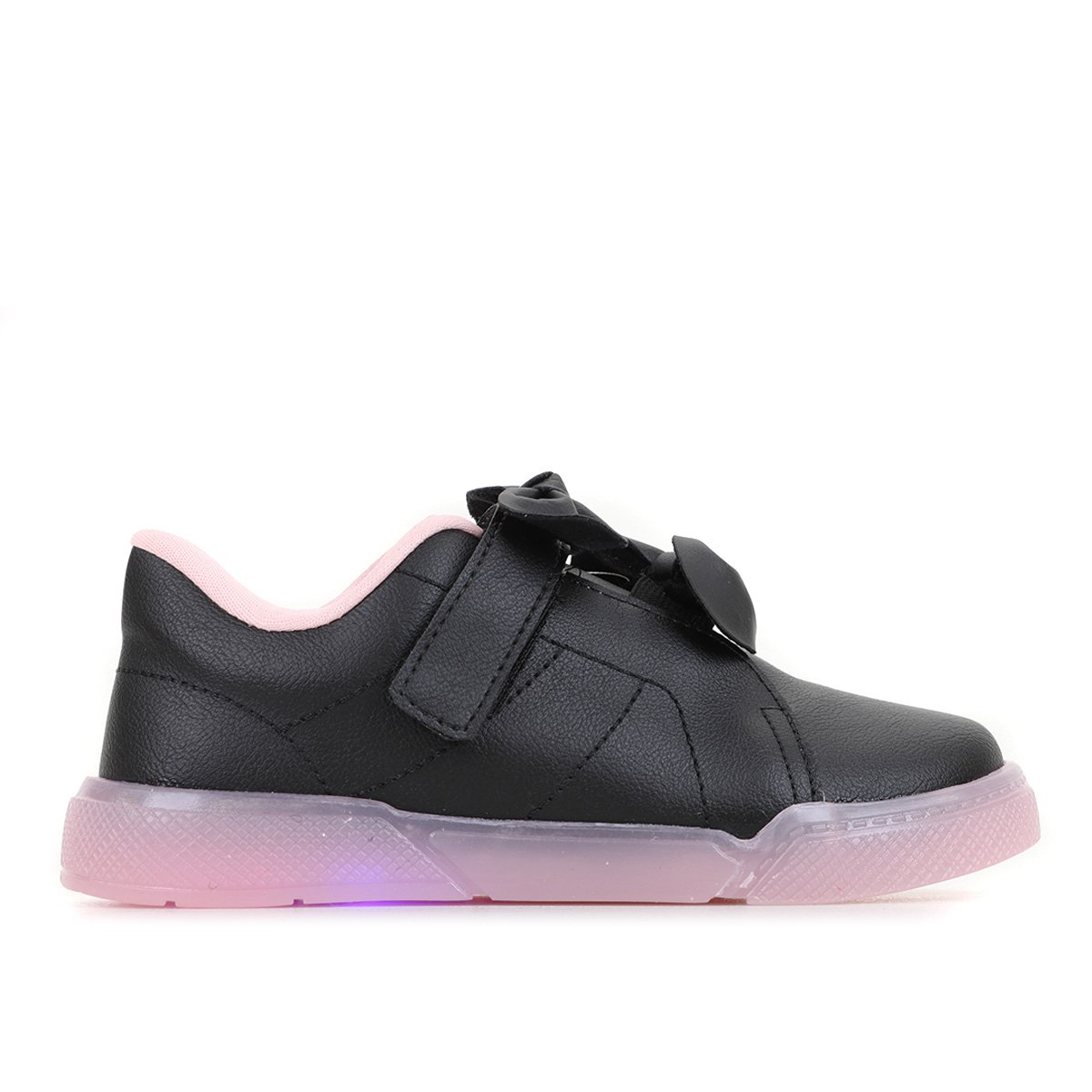 Tênis Infantil Pampili Lily Luz Laço Duplo e Solado Transparente Feminino - Preto Menor preço em Tênis Infantil Pampili Lily Luz Laço Duplo e Solado Transparente Feminino - Preto