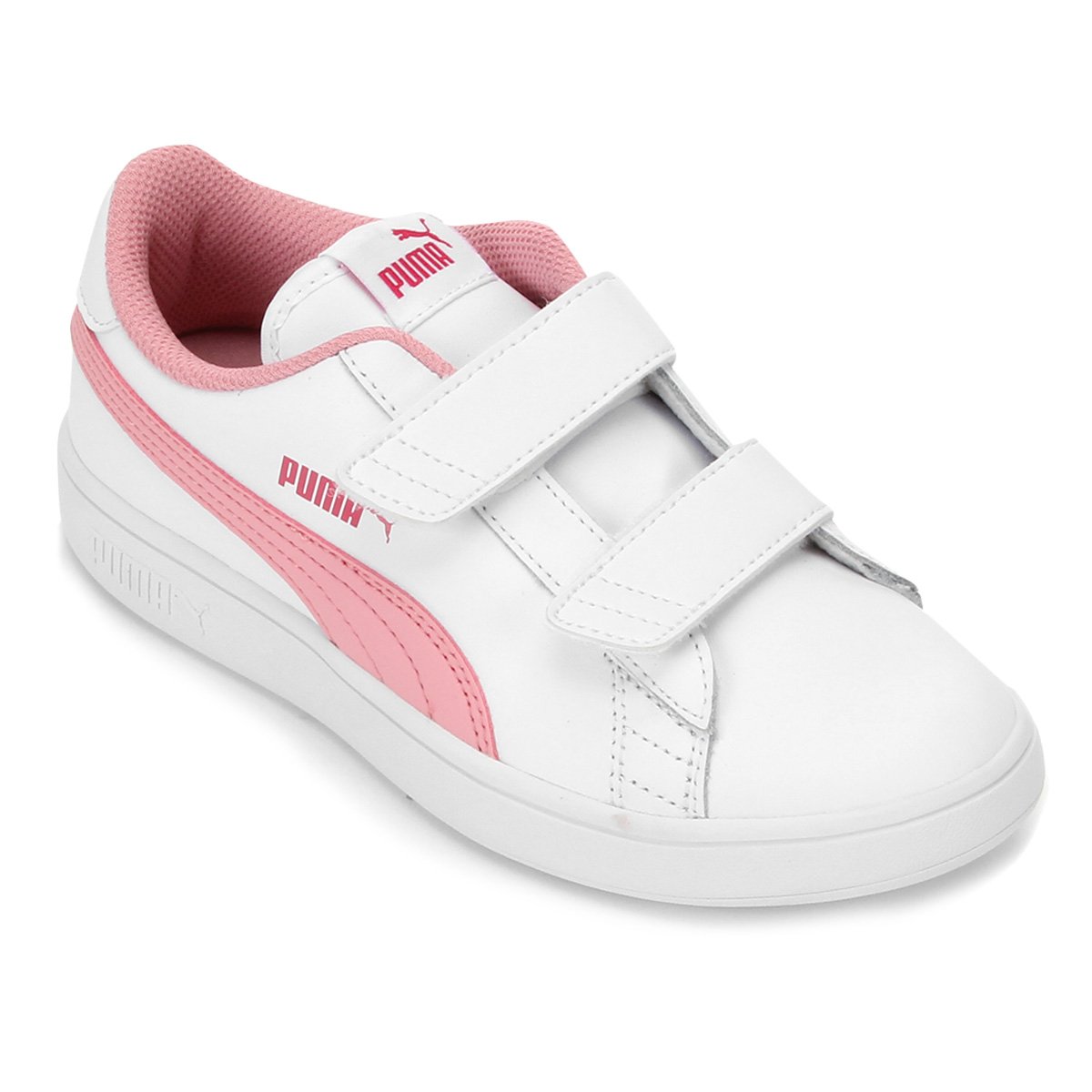 Tênis Infantil Puma St Runner V2 L VPS Feminino - Branco+Rosa Menor preço em Tênis Infantil Puma St Runner V2 L VPS Feminino - Branco+Rosa