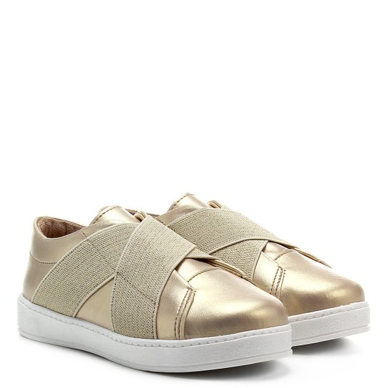 Tênis Infantil Shoestock Metalizado Feminino - Ouro