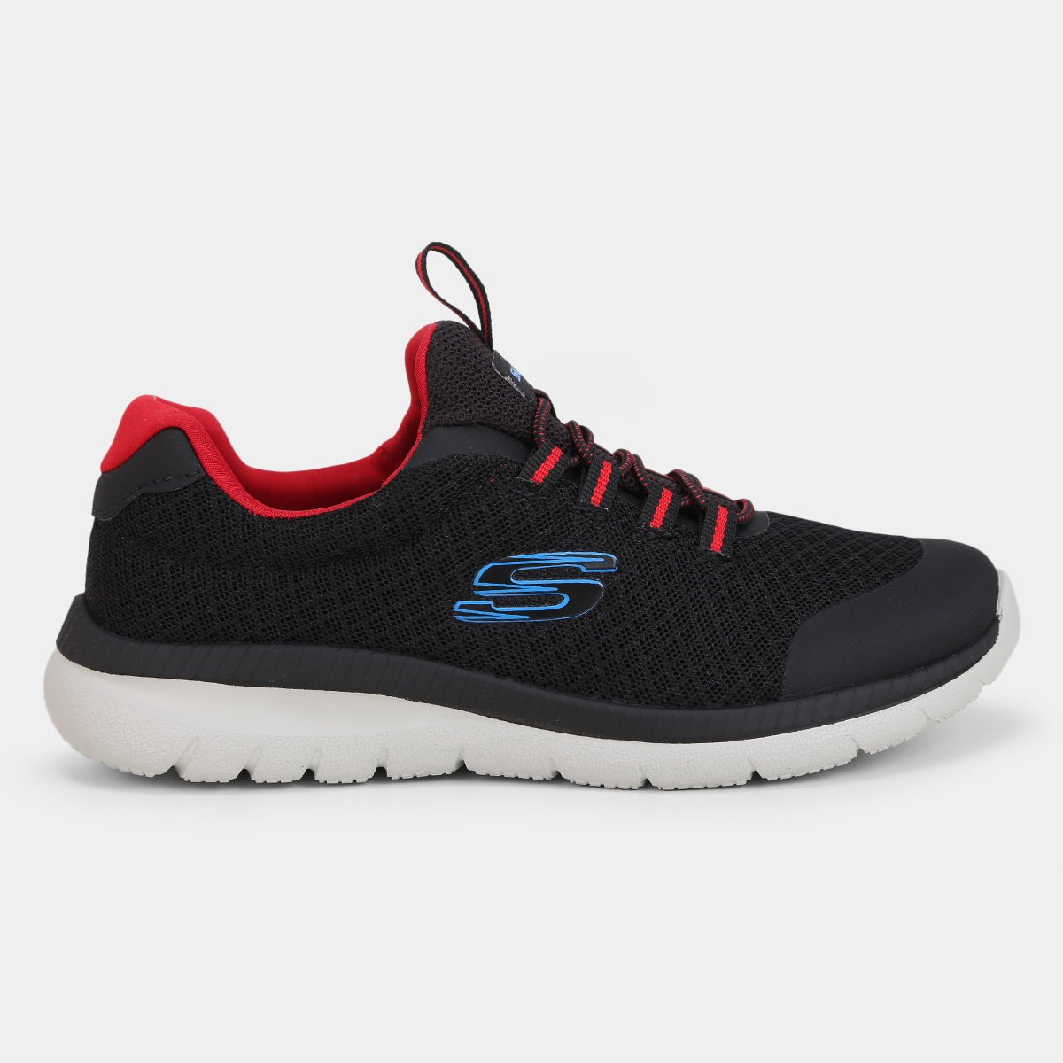 Tênis Infantil Skechers Bountiful Menina - Preto+Azul Menor preço em Tênis Infantil Skechers Bountiful Menina - Preto+Azul