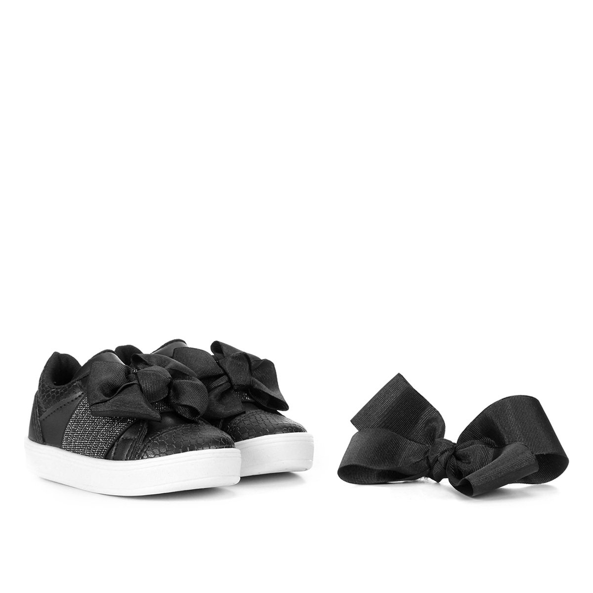 Tênis Infantil Tininha Elástico Laço De Brinde - Preto Menor preço em Tênis Infantil Tininha Elástico Laço De Brinde - Preto