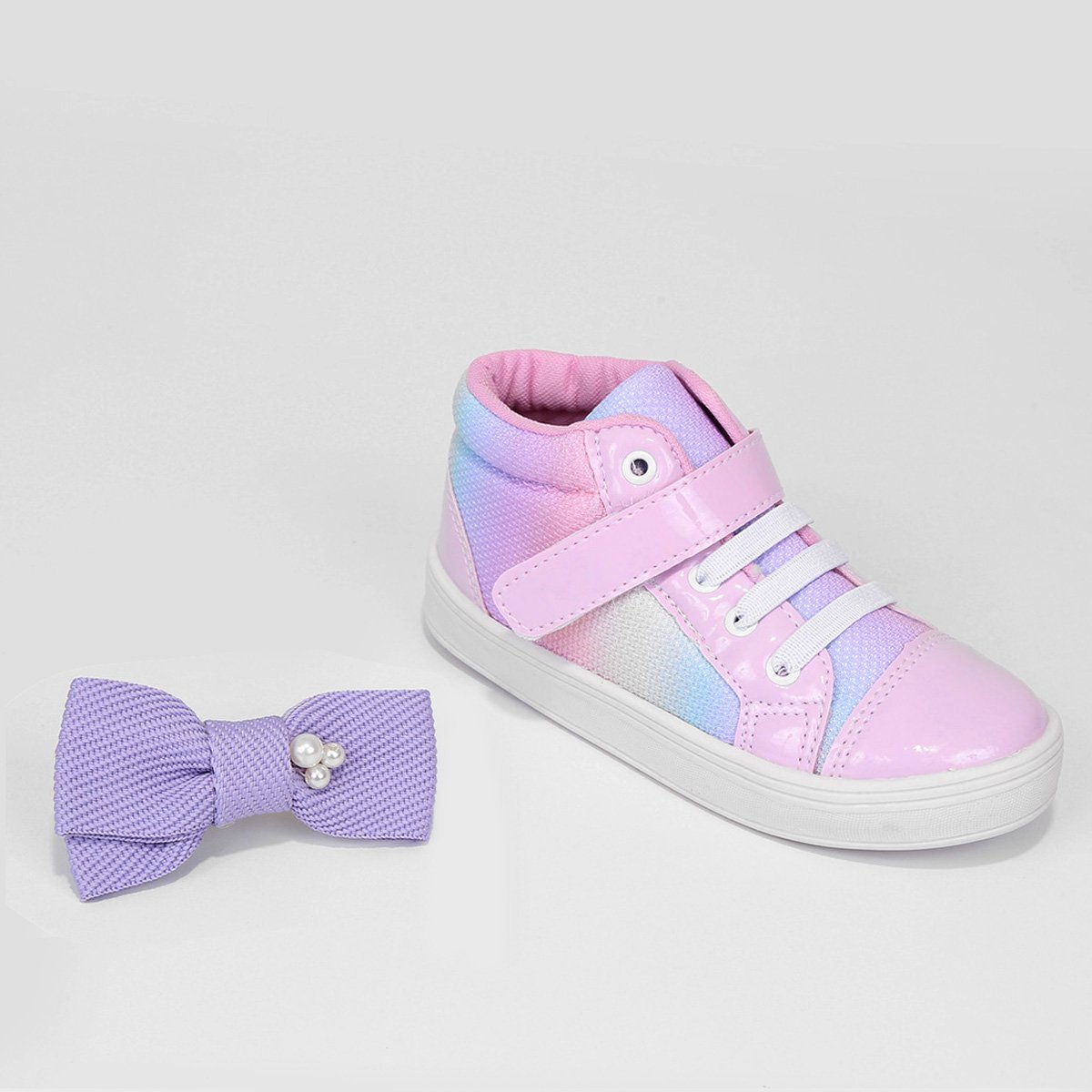 Tênis Infantil Tininha Floral Cano Médio Menina - Lilás Menor preço em Tênis Infantil Tininha Floral Cano Médio Menina - Lilás