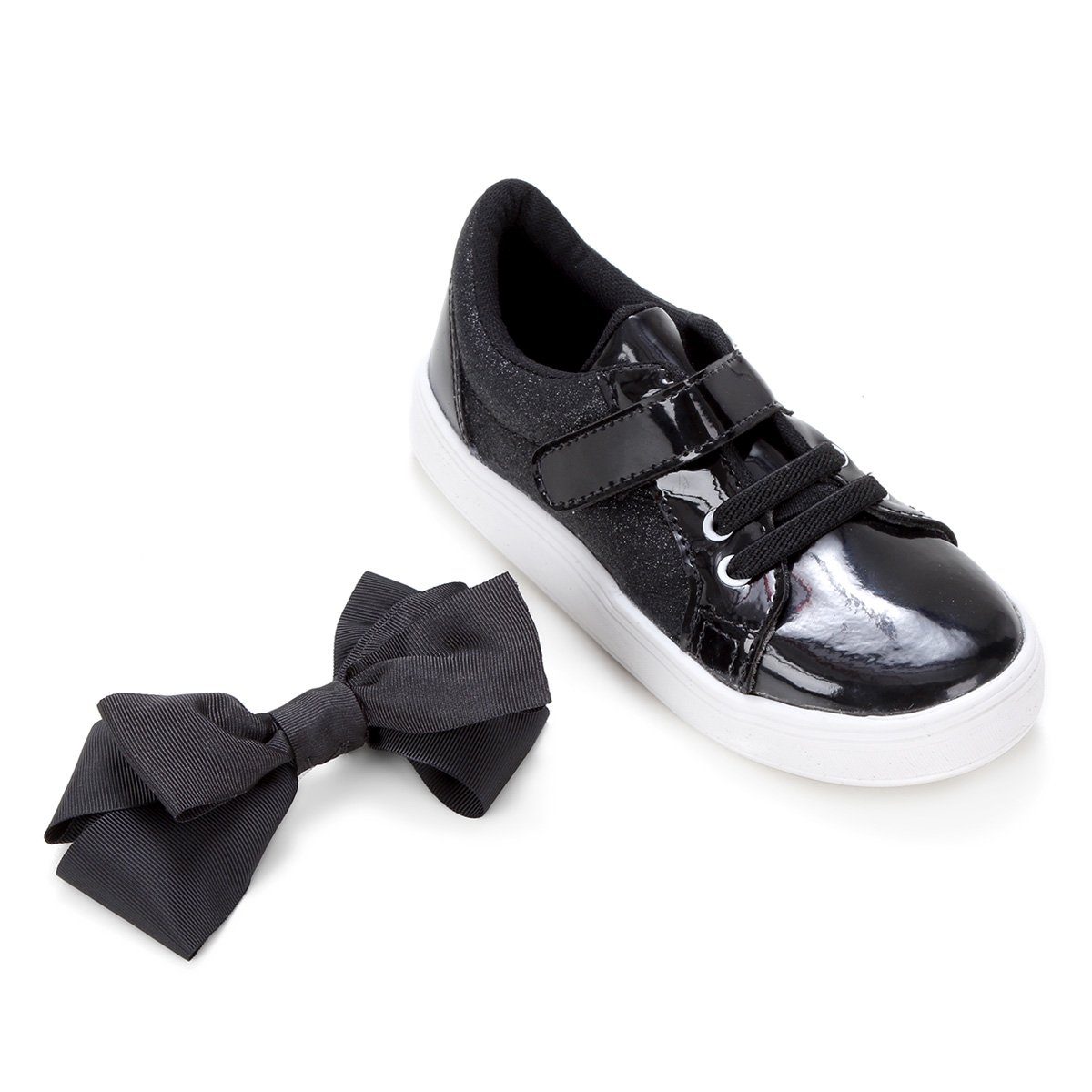 Tênis Infantil Tininha Glitter Feminino - Preto Menor preço em Tênis Infantil Tininha Glitter Feminino - Preto