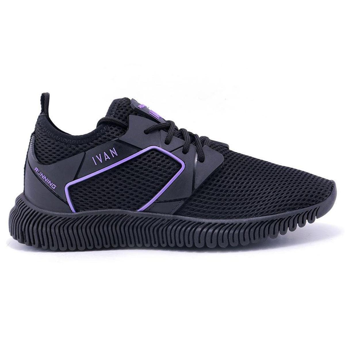 Menor preço em Tênis Ivan Running Caminhada Leve Feminino - Preto+Roxo