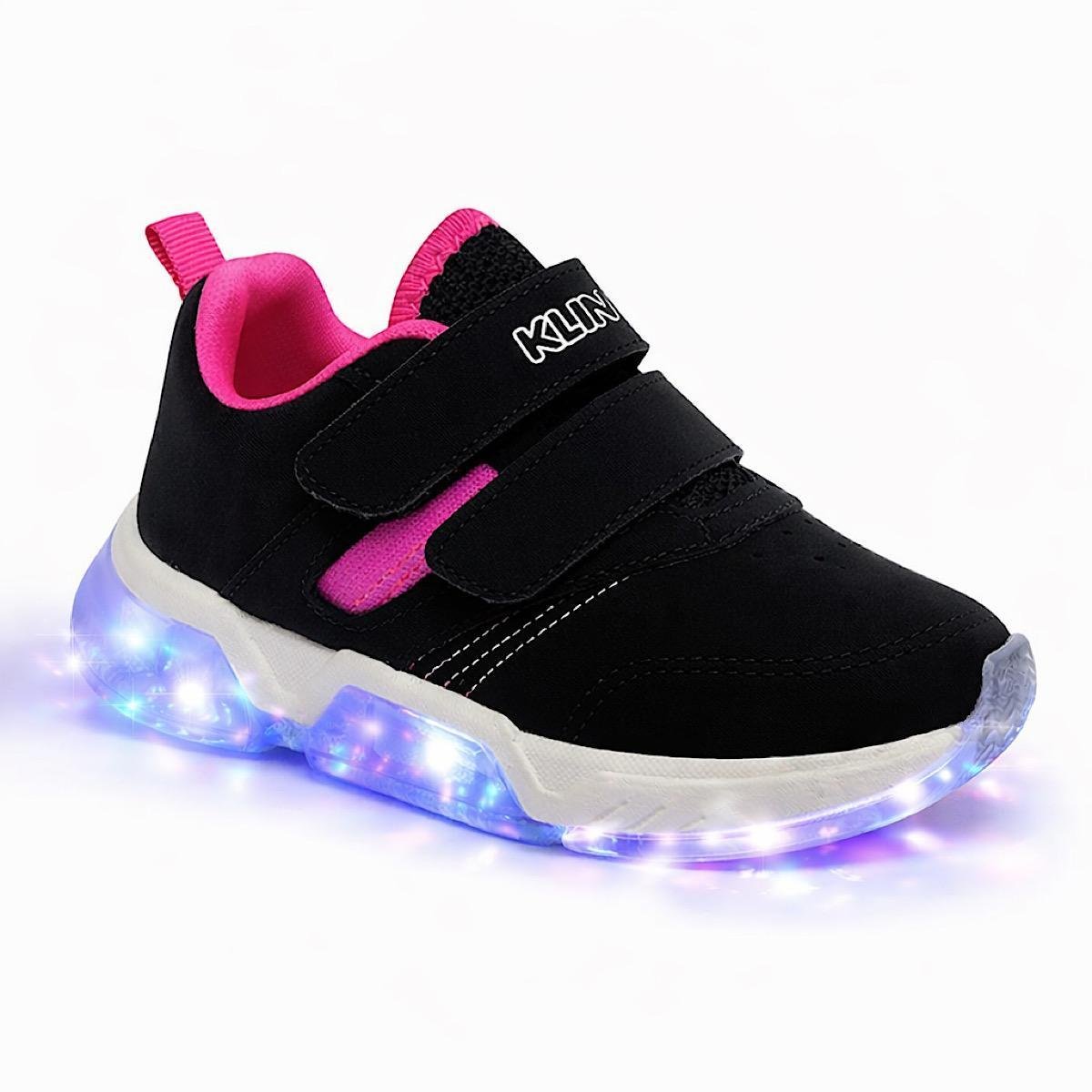 Tênis Klin Light Com LED 604064 Preto/Pink Menor preço em Tênis Klin Light Com LED 604064 Preto/Pink