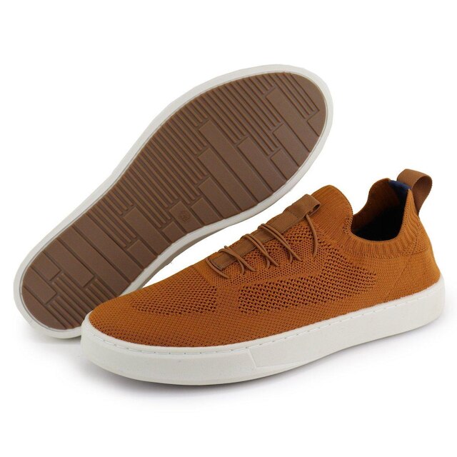 Tênis Knit Casual Masculino Slip On Malha Respirável Sem Cadarço Super Leve e Confortável