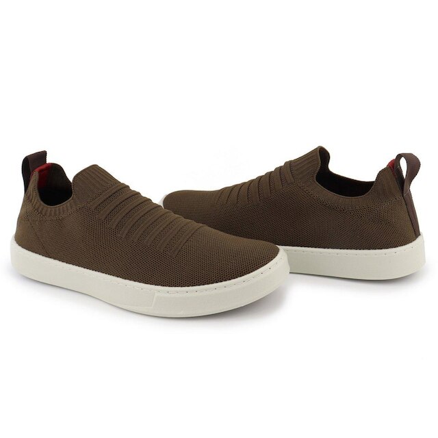 Tênis Knit Trançado Casual Masculino Slip On Malha Respirável Sem Cadarço Super Leve e Confortável