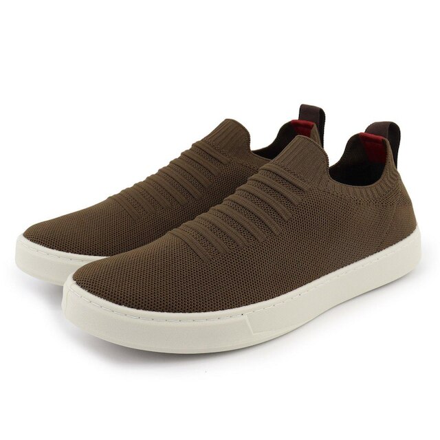 Tênis Knit Trançado Casual Masculino Slip On Malha Respirável Sem Cadarço Super Leve e Confortável