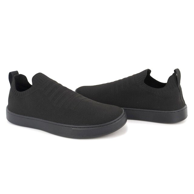 Tênis Knit Trançado Casual Masculino Slip On Malha Respirável Sem Cadarço Super Leve e Confortável