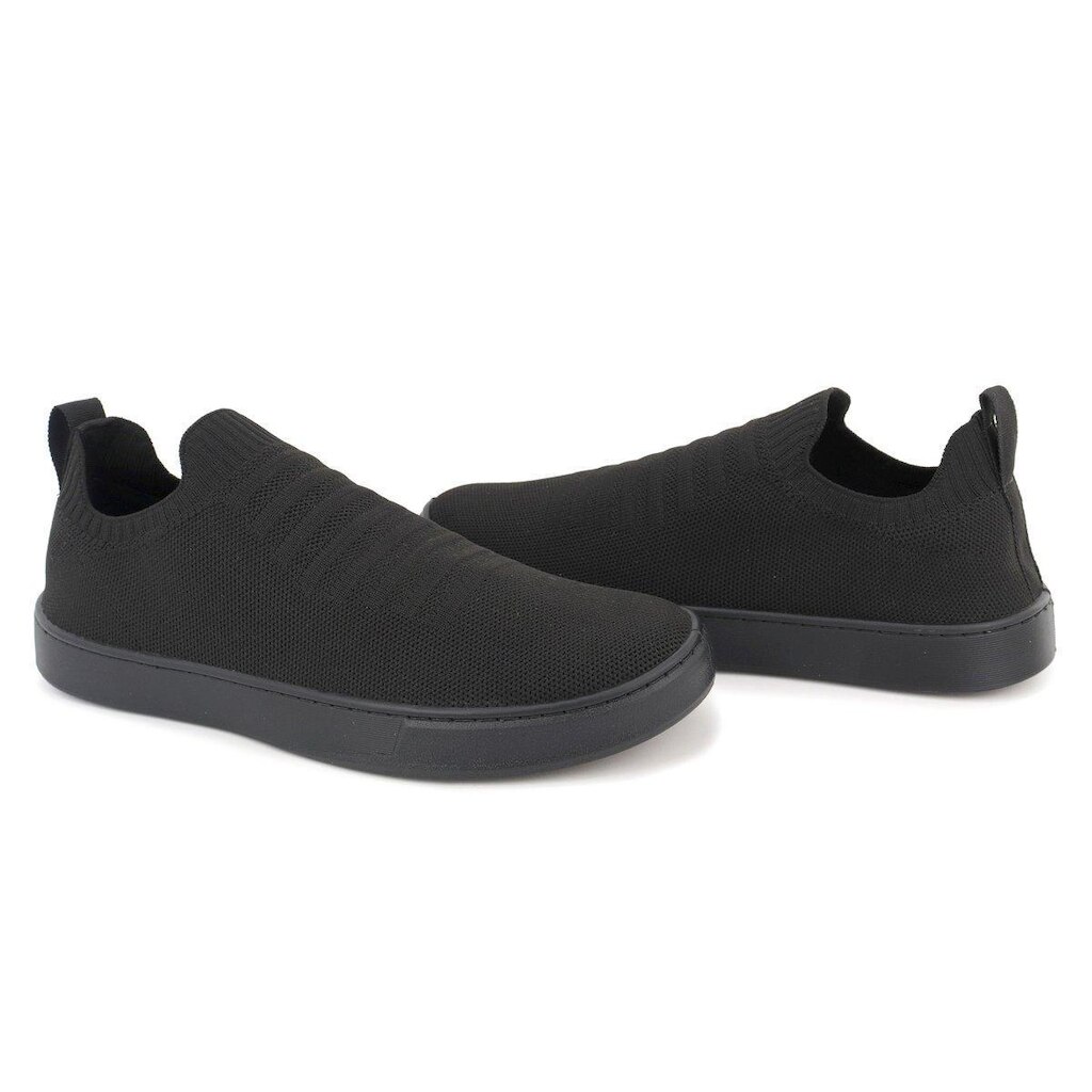 Tênis Knit Trançado Casual Masculino Slip On Malha Respirável Sem Cadarço Super Leve e Confortável