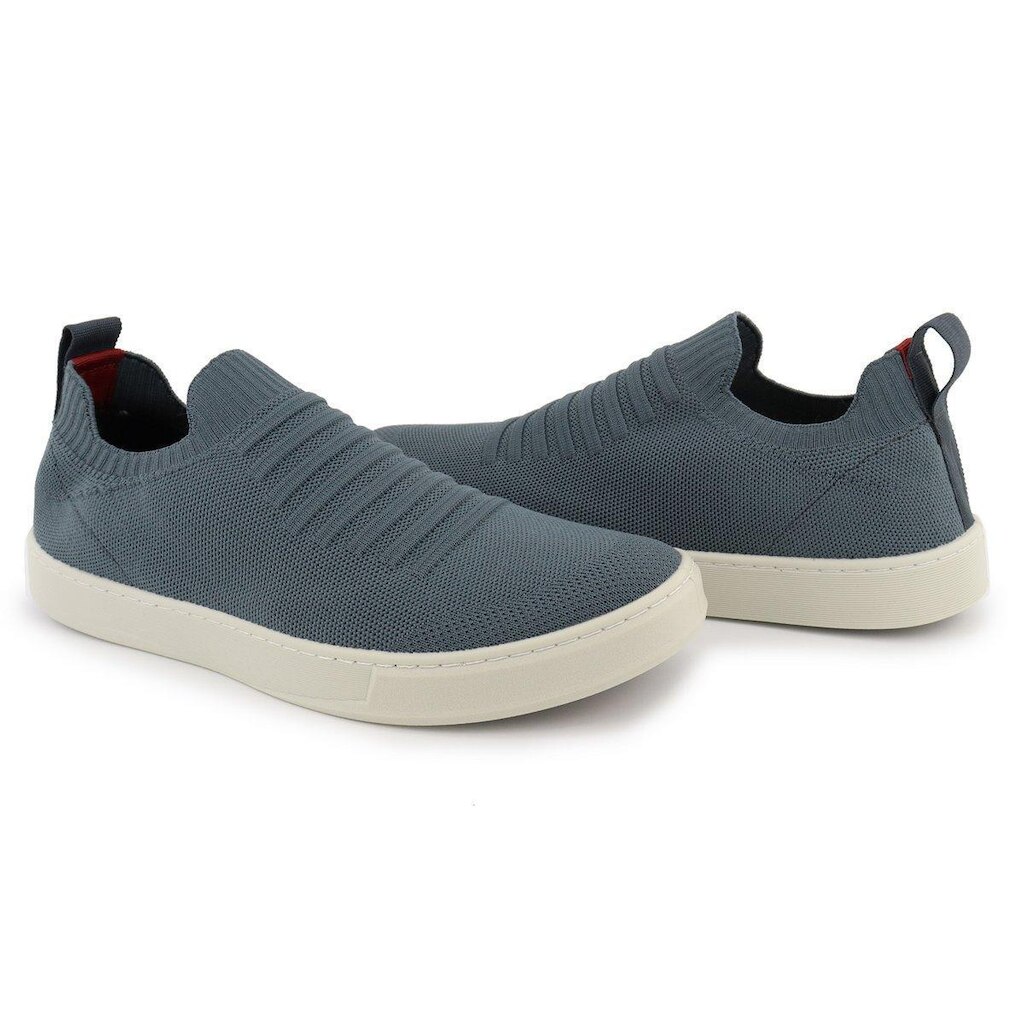 Tênis Knit Trançado Casual Masculino Slip On Malha Respirável Sem Cadarço Super Leve e Confortável