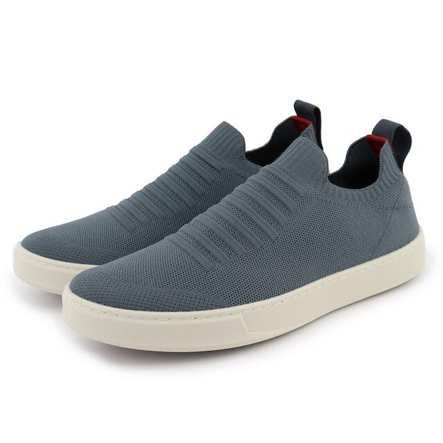 Tênis Knit Trançado Casual Masculino Slip On Malha Respirável Sem Cadarço Super Leve e Confortável