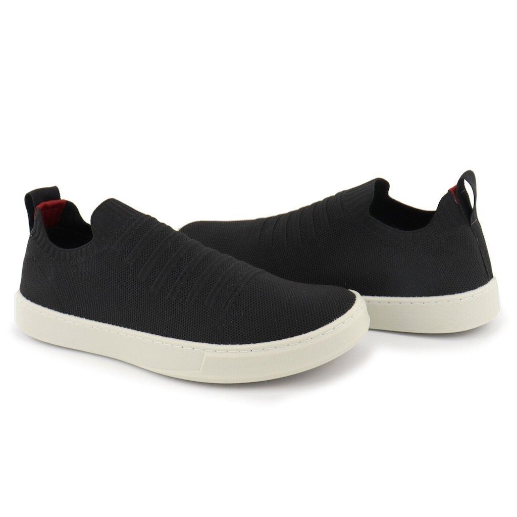 Tênis Knit Trançado Casual Masculino Slip On Malha Respirável Sem Cadarço Super Leve e Confortável