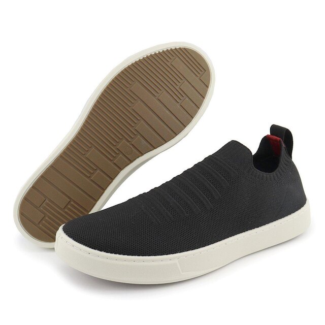 Tênis Knit Trançado Casual Masculino Slip On Malha Respirável Sem Cadarço Super Leve e Confortável