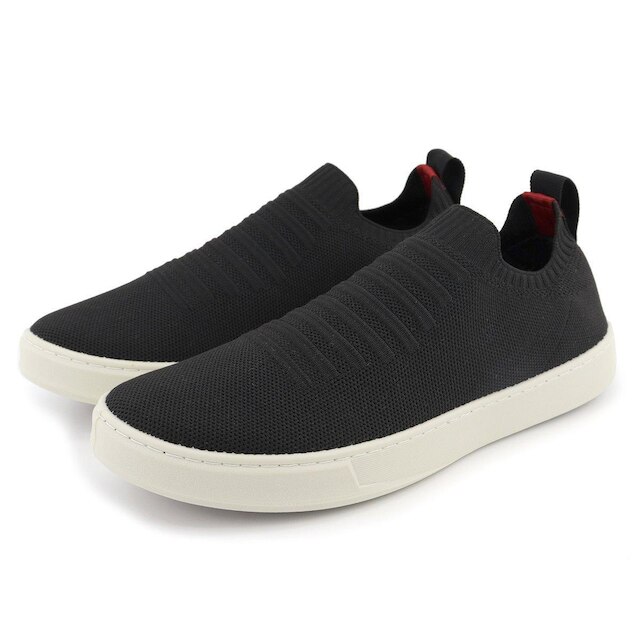 Tênis Knit Trançado Casual Masculino Slip On Malha Respirável Sem Cadarço Super Leve e Confortável