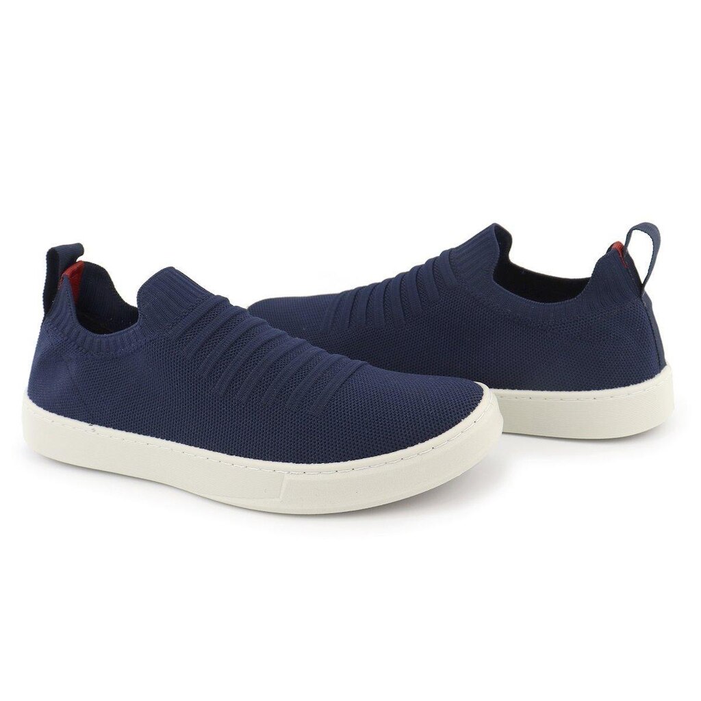 Tênis Knit Trançado Casual Masculino Slip On Malha Respirável Sem Cadarço Super Leve e Confortável