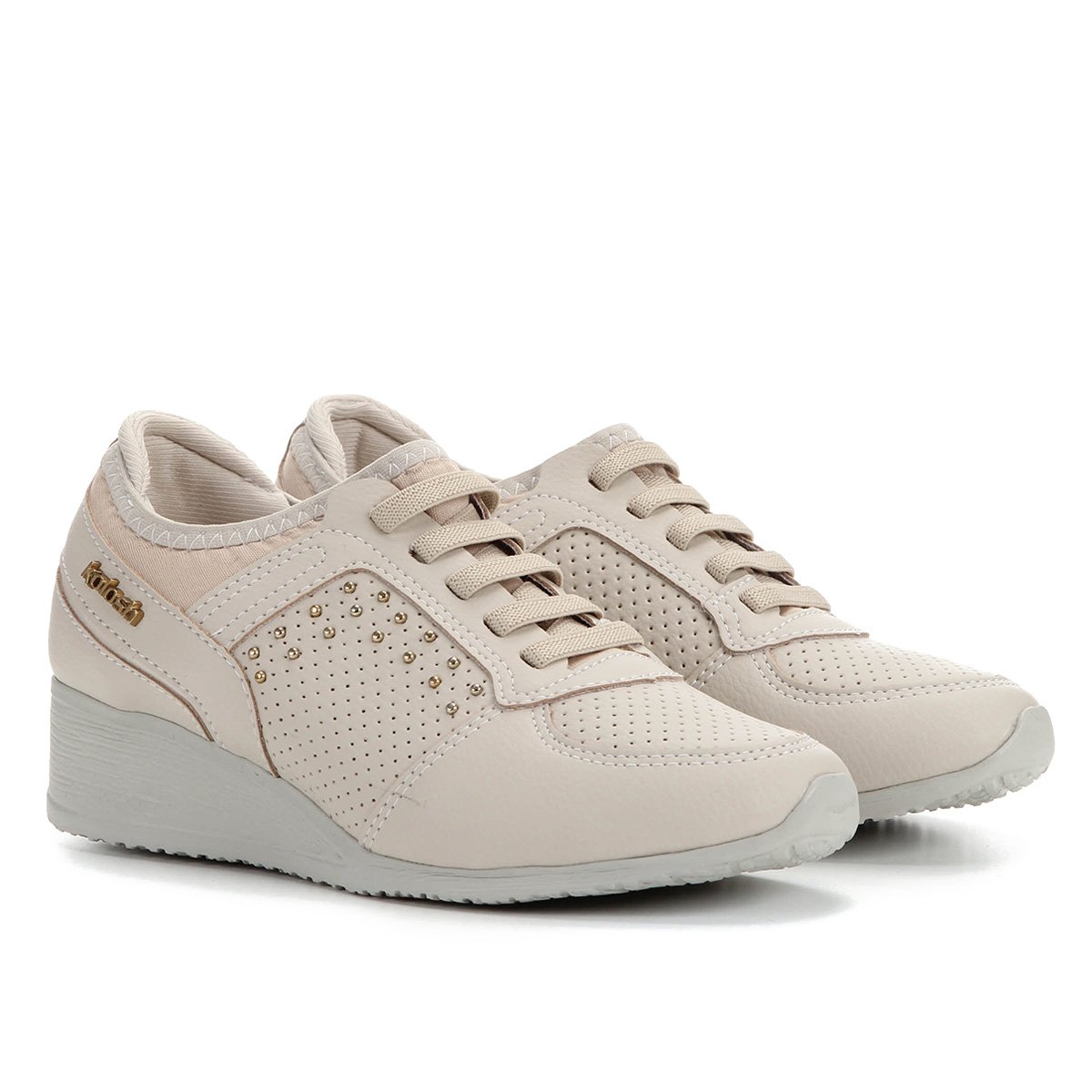 Tênis Kolosh Anabela Cravinhos Feminino - Bege Menor preço em Tênis Kolosh Anabela Cravinhos Feminino - Bege