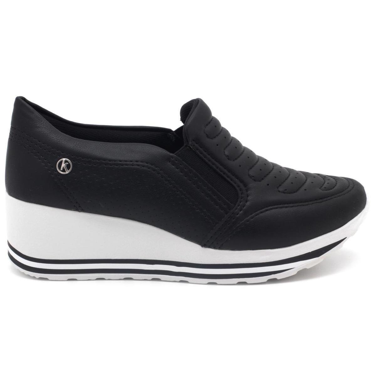 Tênis Kolosh Anabela Slip On Matelassê Feminino C1407 - Preto Menor preço em Tênis Kolosh Anabela Slip On Matelassê Feminino C1407 - Preto