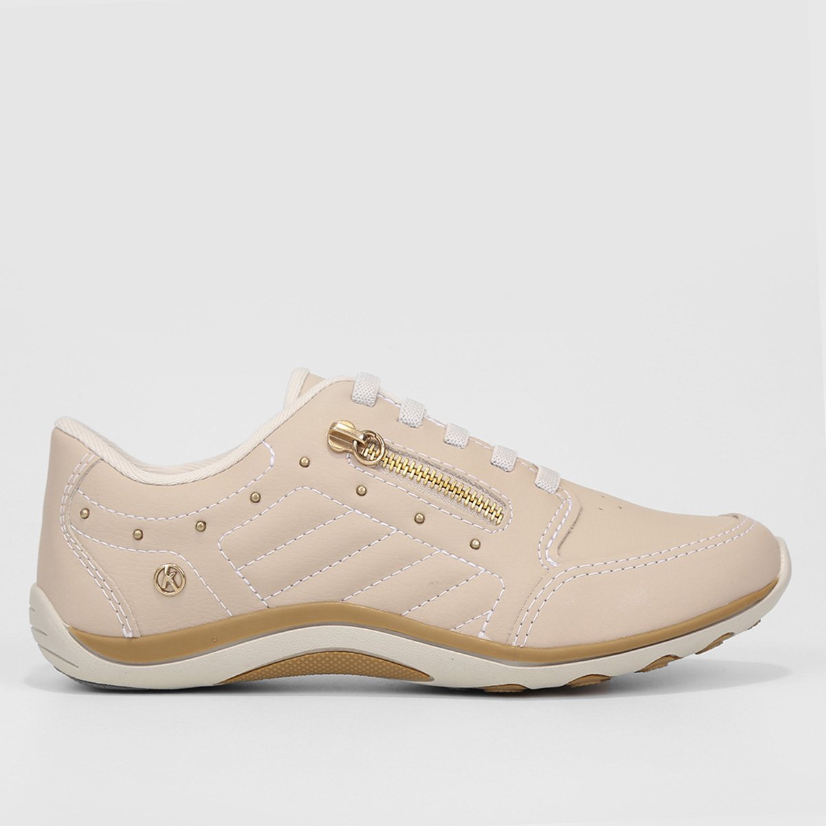 Tênis Kolosh Com Zíper Feminino - Bege Menor preço em Tênis Kolosh Com Zíper Feminino - Bege