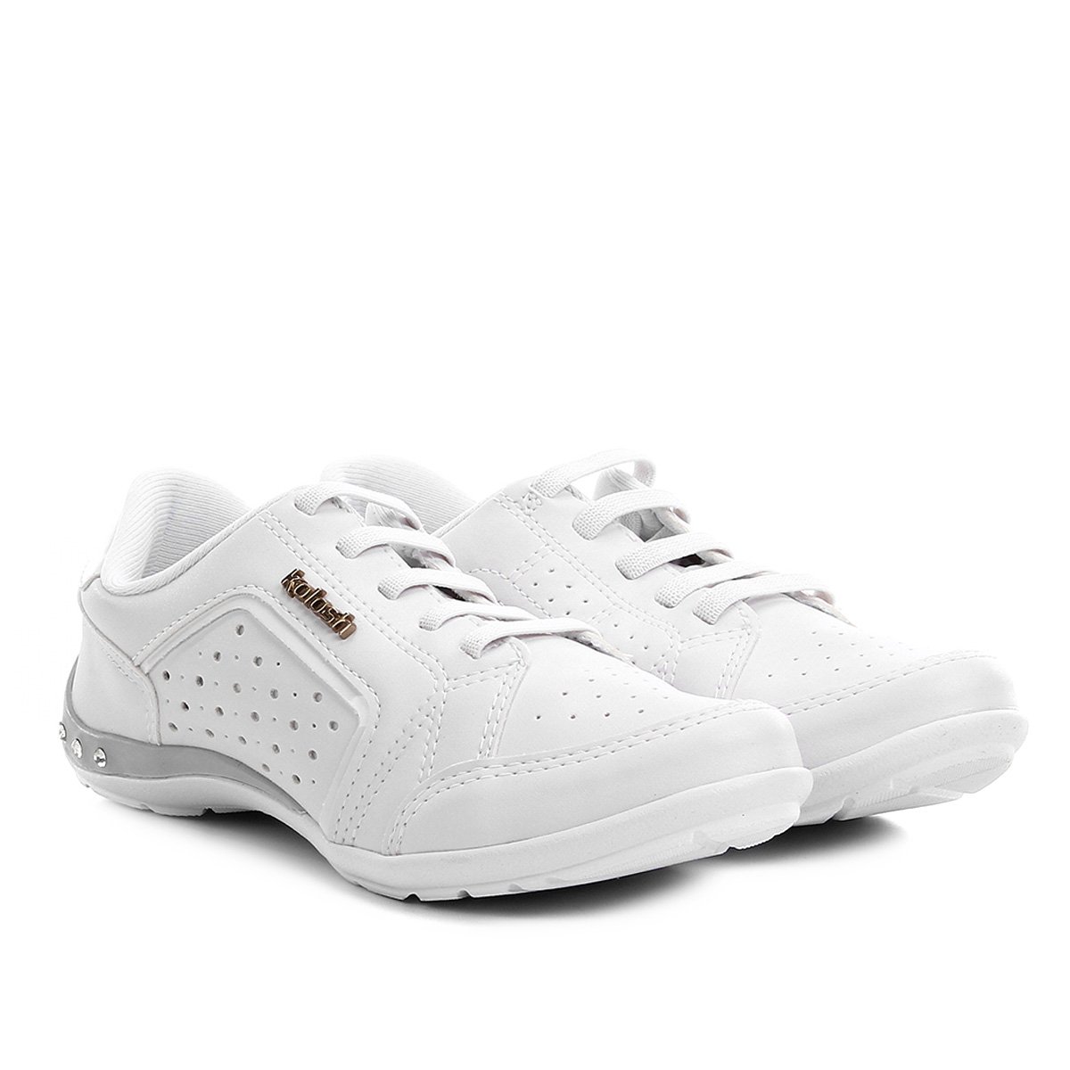 Tênis Kolosh Furinhos Strass Feminino - Branco Menor preço em Tênis Kolosh Furinhos Strass Feminino - Branco