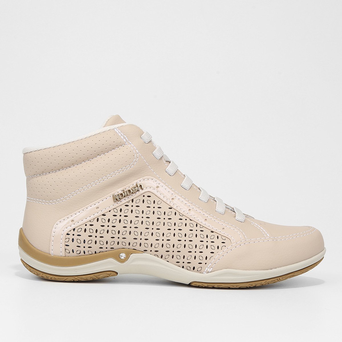 Tênis Kolosh Hades Cano Médio Feminino - Bege+Cinza Menor preço em Tênis Kolosh Hades Cano Médio Feminino - Bege+Cinza