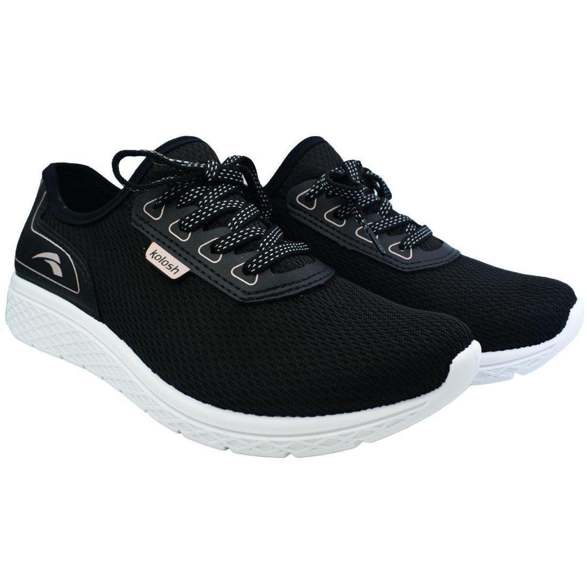 Tênis Kolosh Nikki Feminino - Preto+Branco Menor preço em Tênis Kolosh Nikki Feminino - Preto+Branco